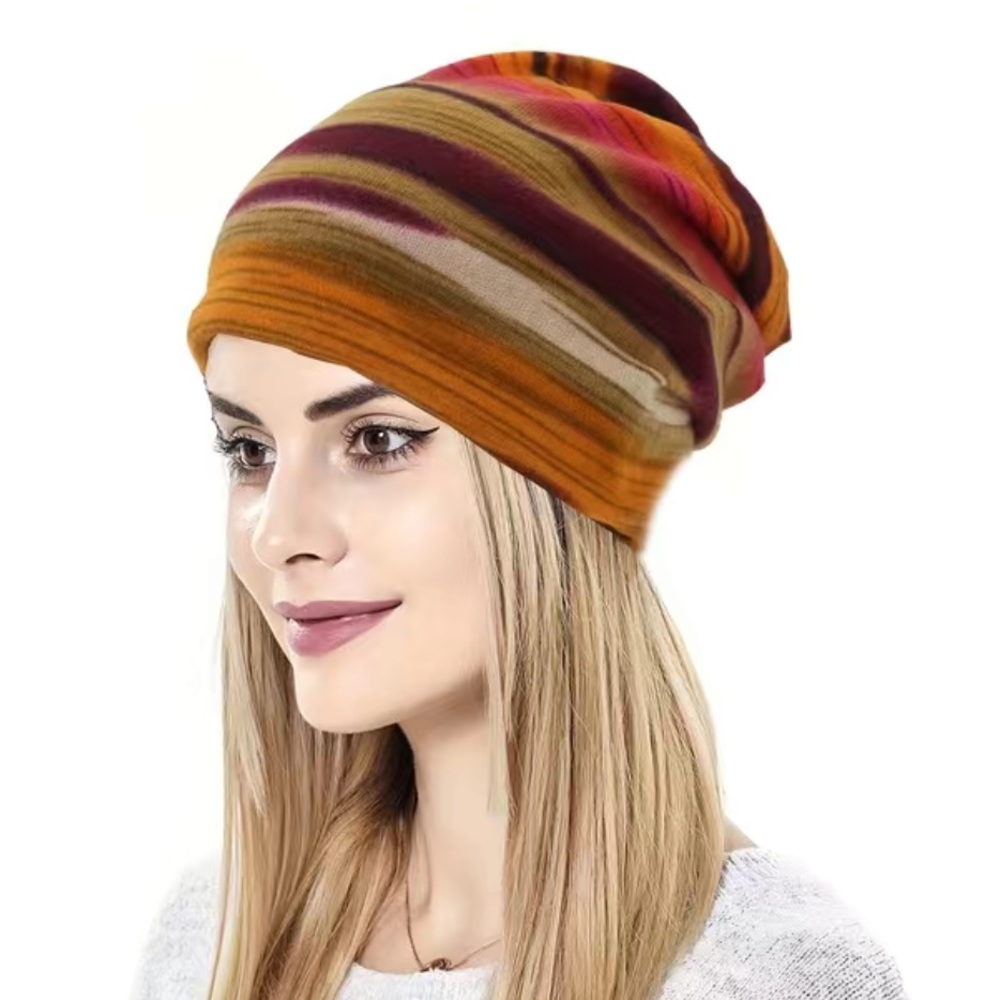 1 pc Women's Stripe Brimless Cap - Versatile, Lightweight Beanie Hat